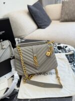 Yves Saint Laurent College Messenger Bag - Lambskin With Gold Logo - Detachable Chain - Multiple Carry Options - Image 5