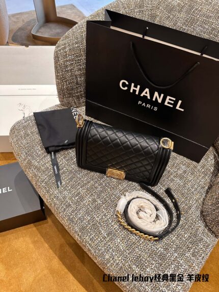 Chanel Leboy Classic Lambskin Texture Gold-Plated Hardware Shoulder/Crossbody Bag