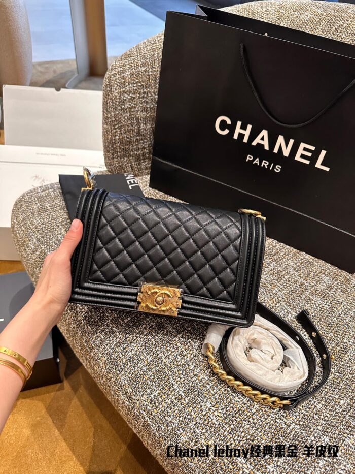 Chanel Leboy Classic Lambskin Texture Gold-Plated Hardware Shoulder/Crossbody Bag - Image 2