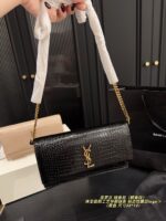 Yves Saint Laurent Crocodile-Embossed/Smooth Grain Leather Chain Bag Jewellery-Grade Craftsmanship Iconic Ysl Logo - Image 8