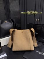 Yves Saint Laurent Cassandre Logo Bucket Bag Soft And Effortless Versatile Black And Gold Adjustable Shoulder Strap - Image 2