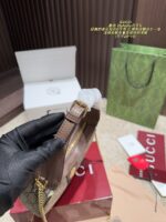 Gucci Ophidia Crescent Bag Classic Monogram With Double Gs Red And Green Stripes Light Brown Canvas With Vintage Charm Customisable With Ample Capacity - Image 8