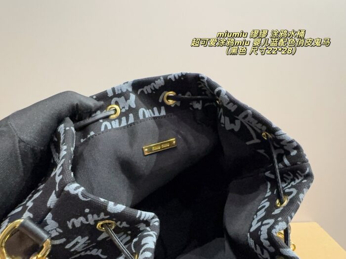 Miu Miu Graffiti Bucket Bag Baby Blue Colourway Playful And Whimsical - Image 6