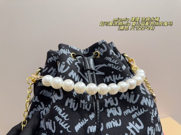 Miu Miu Graffiti Bucket Bag Baby Blue Colourway Playful And Whimsical - Image 8