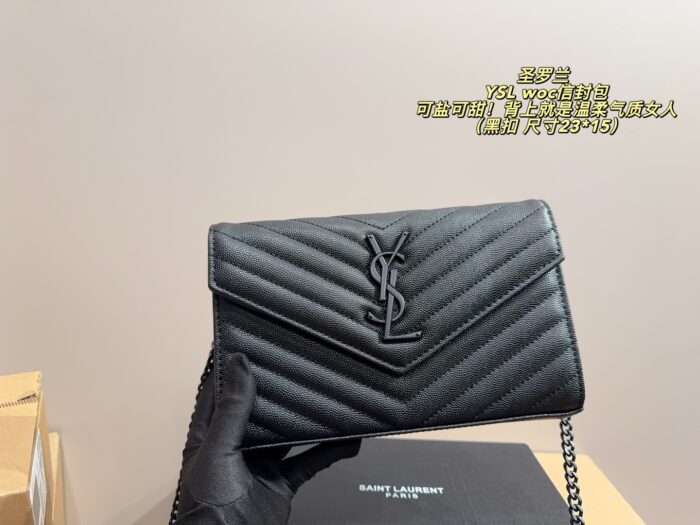 Yves Saint Laurent Woc Envelope Bag Silver Buckle Versatile Carrying Options Elegant And Refined - Image 11