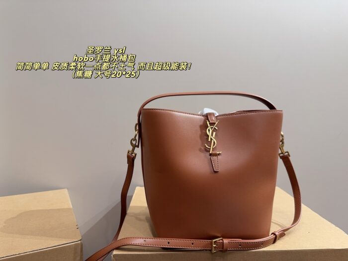 Yves Saint Laurent Hobo Bucket Bag Ysl Logo Clasp Minimalist Soft Leather Multi-Compartment Spacious Design - Image 2