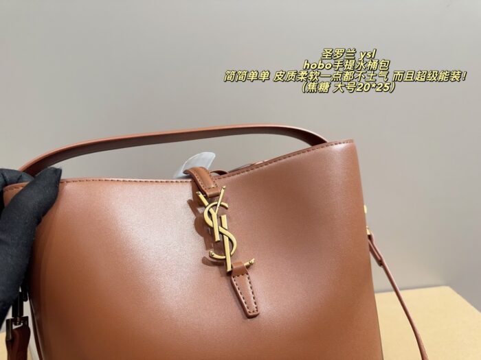 Yves Saint Laurent Hobo Bucket Bag Ysl Logo Clasp Minimalist Soft Leather Multi-Compartment Spacious Design - Image 9