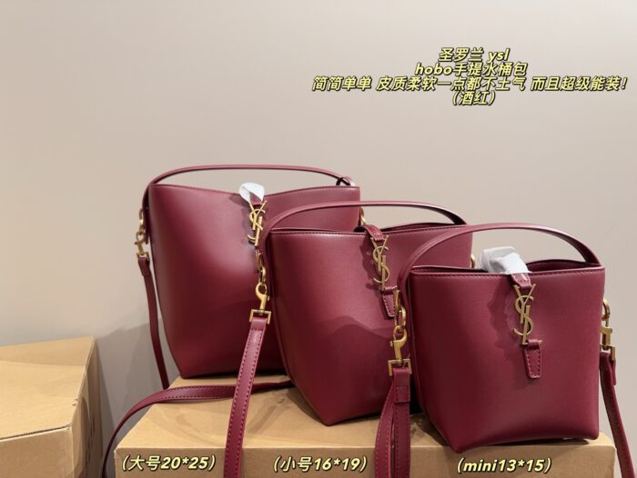Yves Saint Laurent Hobo Bucket Bag Ysl Logo Clasp Minimalist Soft Leather Multi-Compartment Spacious Design - Image 11