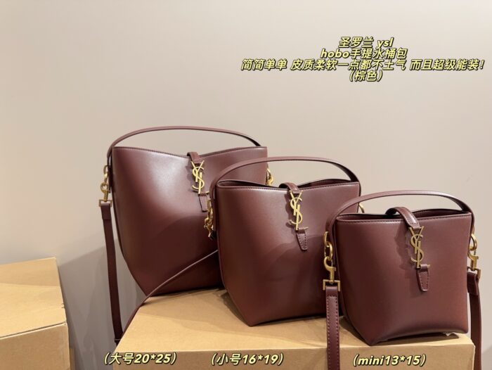 Yves Saint Laurent Hobo Bucket Bag Ysl Logo Clasp Minimalist Soft Leather Multi-Compartment Spacious Design - Image 14