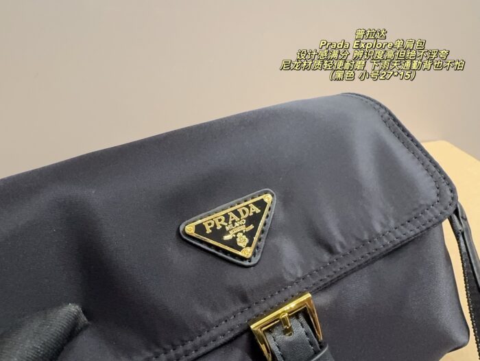 Prada Explore Shoulder Bag Geometric Lines, Triangular Logo, Nylon, Durable, Versatile Carrying Options - Image 5