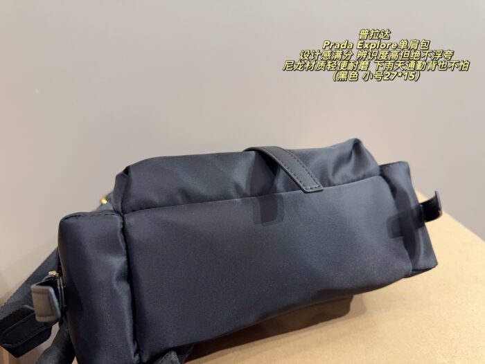 Prada Explore Shoulder Bag Geometric Lines, Triangular Logo, Nylon, Durable, Versatile Carrying Options - Image 6