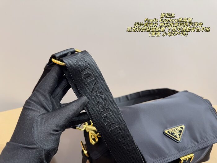 Prada Explore Shoulder Bag Geometric Lines, Triangular Logo, Nylon, Durable, Versatile Carrying Options - Image 8