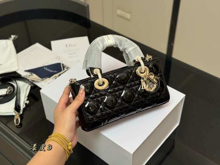 Dior Lady Patent Leather Crossbody Lady D Bag 2025 New Silhouette Dual Straps - Image 10
