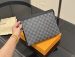 Louis Vuitton Unisex Large Handbag Toiletry Bag Genuine Leather Lining Large Capacity