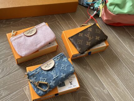Louis Vuitton Monogram/Denim Coin Purse Card Holder Car Key Accessory Adorable And Practical