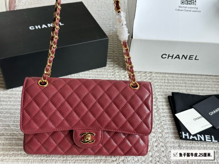 Chanel Cf Series Caviar Grain Leather Diamond Quilted Chain Bag - Image 4