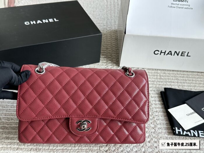 Chanel Cf Series Caviar Grain Leather Diamond Quilted Chain Bag - Image 11
