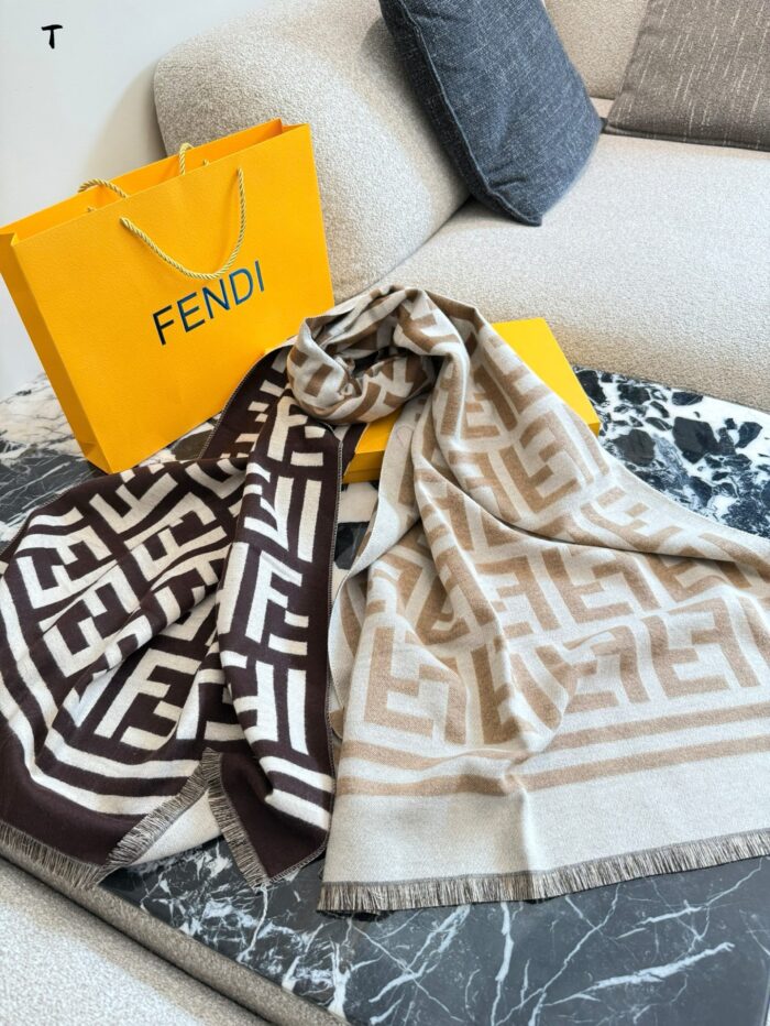 Fendi Classic Monogram Scarf With Box Handbag - Image 1