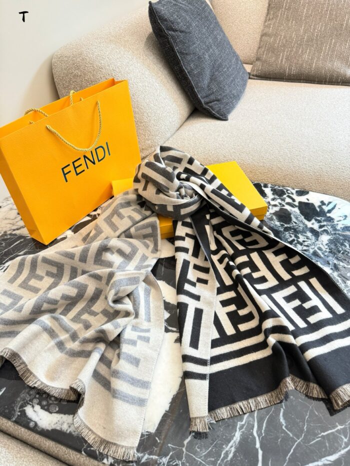 Fendi Classic Monogram Scarf With Box Handbag - Image 2