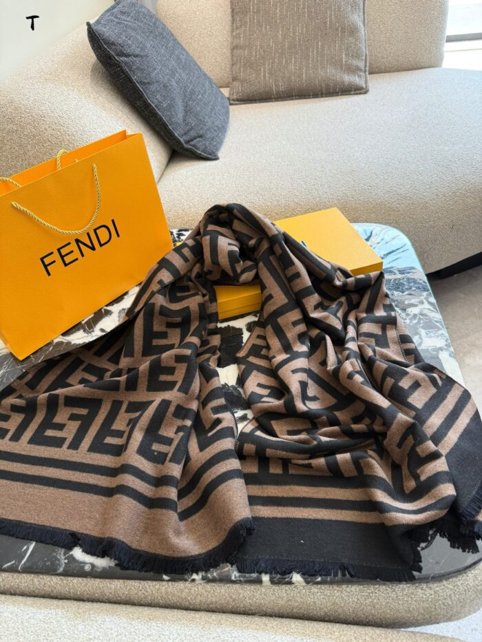 Fendi Classic Monogram Scarf With Box Handbag - Image 7