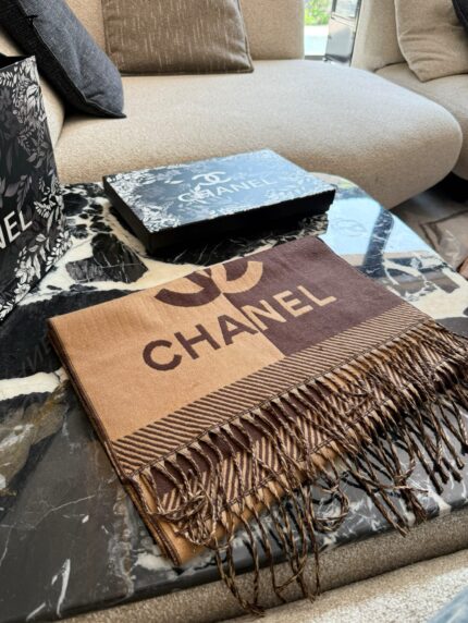 Chanel Fringe Logo Scarf
