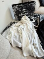 Chanel Ink-Washed Cashmere Scarf With Box Handbag - Image 3