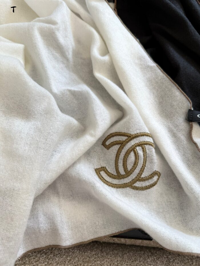 Chanel Ink-Washed Cashmere Scarf With Box Handbag - Image 4