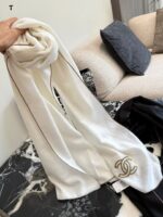 Chanel Ink-Washed Cashmere Scarf With Box Handbag - Image 6