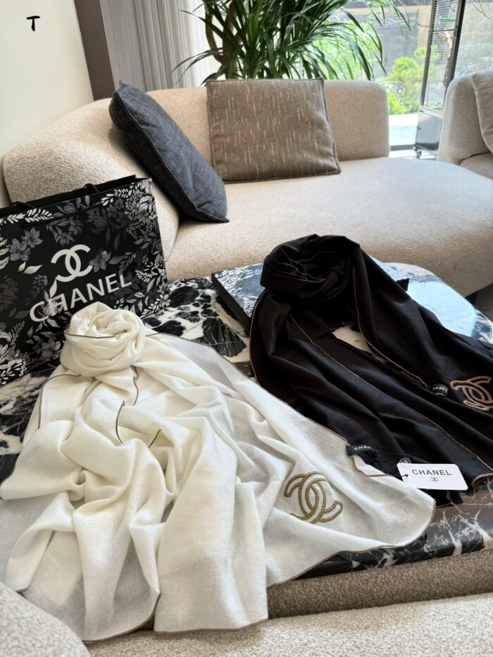 Chanel Ink-Washed Cashmere Scarf With Box Handbag - Image 7