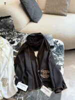 Chanel Ink-Washed Cashmere Scarf With Box Handbag - Image 9