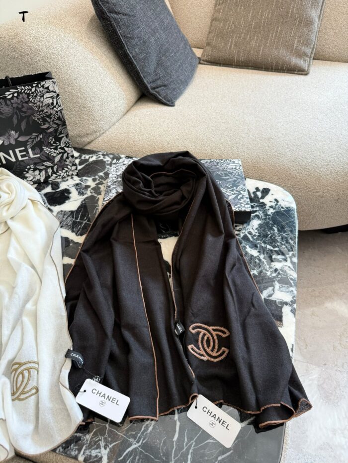 Chanel Ink-Washed Cashmere Scarf With Box Handbag - Image 9