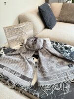 Dior Double-Faced Cashmere Scarf (With Box Tote Bag) - Image 8