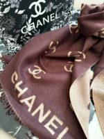 Chanel Double C Print Fringe Scarf (With Box Handbag) - Image 2