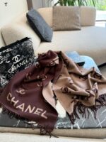 Chanel Double C Print Fringe Scarf (With Box Handbag) - Image 5