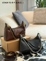Coach Juliet Series Oil-Waxed Leather Horn Bag Crossbody Or Underarm Carry Versatile For Daily Commutes
