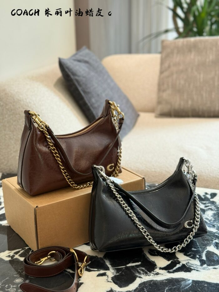 Coach Juliet Series Oil-Waxed Leather Horn Bag Crossbody Or Underarm Carry Versatile For Daily Commutes - Image 1