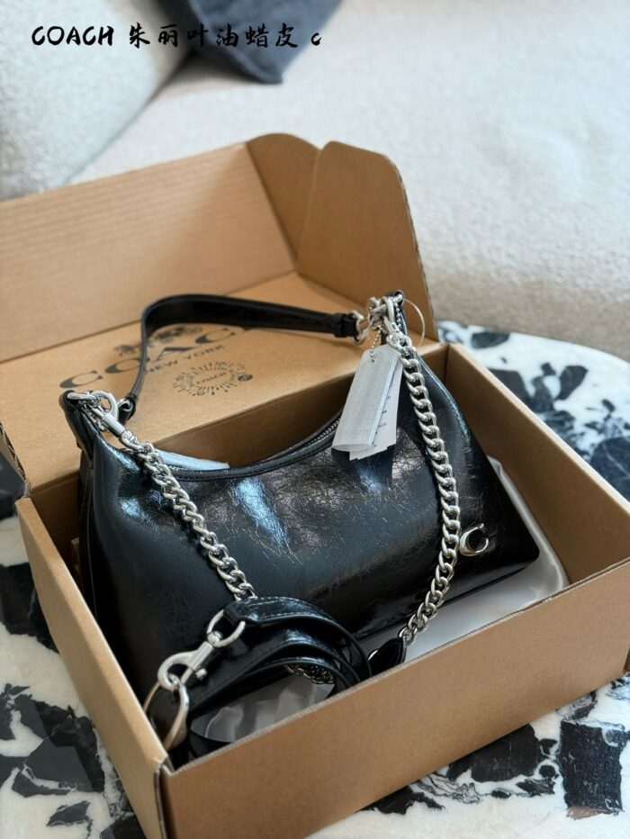 Coach Juliet Series Oil-Waxed Leather Horn Bag Crossbody Or Underarm Carry Versatile For Daily Commutes - Image 2
