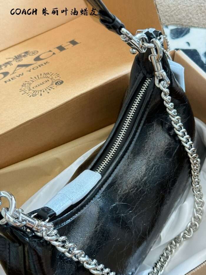 Coach Juliet Series Oil-Waxed Leather Horn Bag Crossbody Or Underarm Carry Versatile For Daily Commutes - Image 7