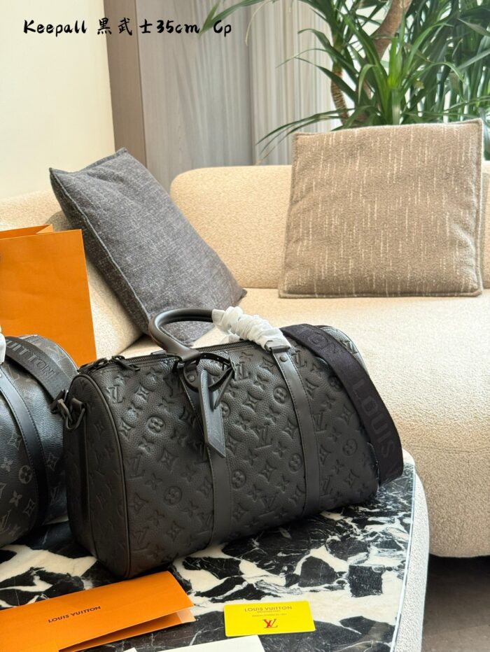 Louis Vuitton Keepall Black Knight Embossed Grained Leather Gym Bag - Image 2