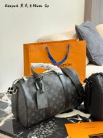 Louis Vuitton Keepall Black Knight Embossed Grained Leather Gym Bag - Image 3
