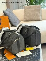 Louis Vuitton Keepall Black Knight Embossed Grained Leather Gym Bag - Image 4