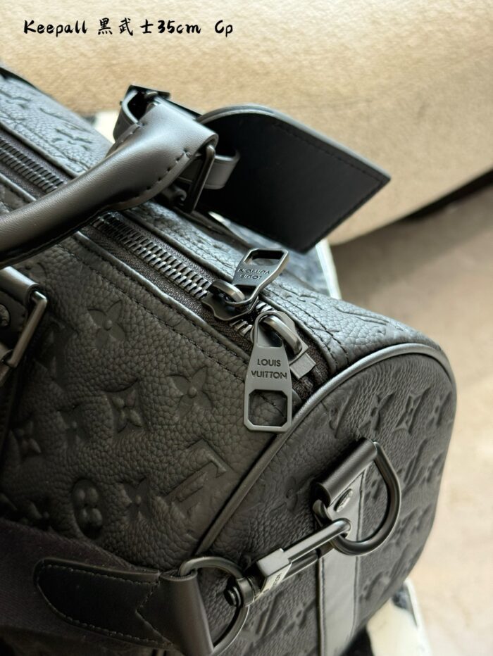 Louis Vuitton Keepall Black Knight Embossed Grained Leather Gym Bag - Image 6