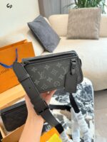 Louis Vuitton Bosphore Mini Messenger Bag Black Monogram Embossed Leather Trim Adjustable Strap Daily Commute - Image 2