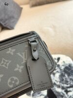 Louis Vuitton Bosphore Mini Messenger Bag Black Monogram Embossed Leather Trim Adjustable Strap Daily Commute - Image 4