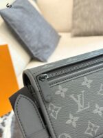 Louis Vuitton Bosphore Mini Messenger Bag Black Monogram Embossed Leather Trim Adjustable Strap Daily Commute - Image 5