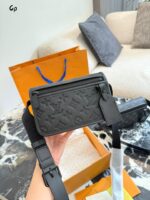 Louis Vuitton Bosphore Mini Messenger Bag Black Monogram Embossed Leather Trim Adjustable Strap Daily Commute - Image 7