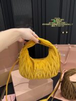Miu Miu Hobo Pleated Handbag Pure Calf Leather In Caramel Brown Multiple Carrying Options With Generous Capacity - Image 9