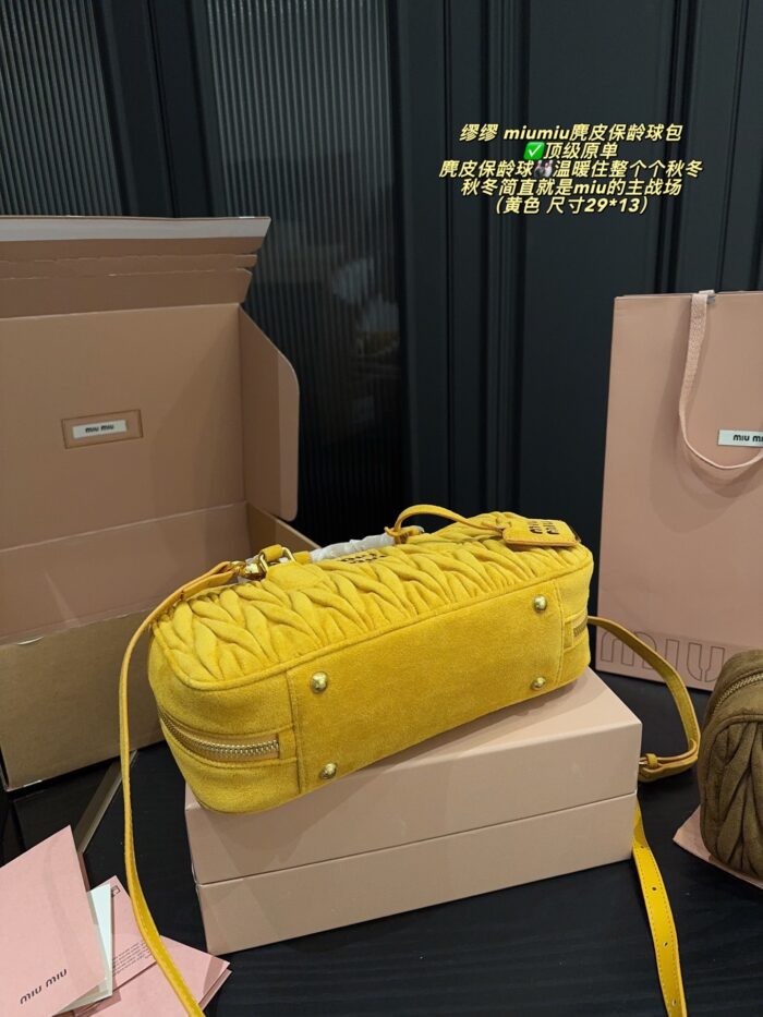 Miu Miu 2024 Fw Autumn/Winter Suede Collection Suede Bowling Bag Vintage Minimalist Suede Autumn/Winter Vibes - Image 4