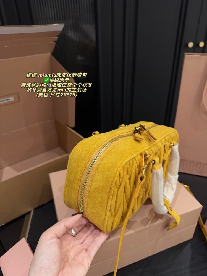 Miu Miu 2024 Fw Autumn/Winter Suede Collection Suede Bowling Bag Vintage Minimalist Suede Autumn/Winter Vibes - Image 6