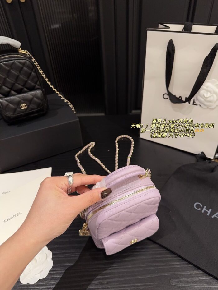 Chanel Mini Backpack - Diamond Quilted Grained Leather With Small Pocket - Durable And Hard-Wearing - Image 5